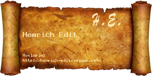 Hemrich Edit névjegykártya